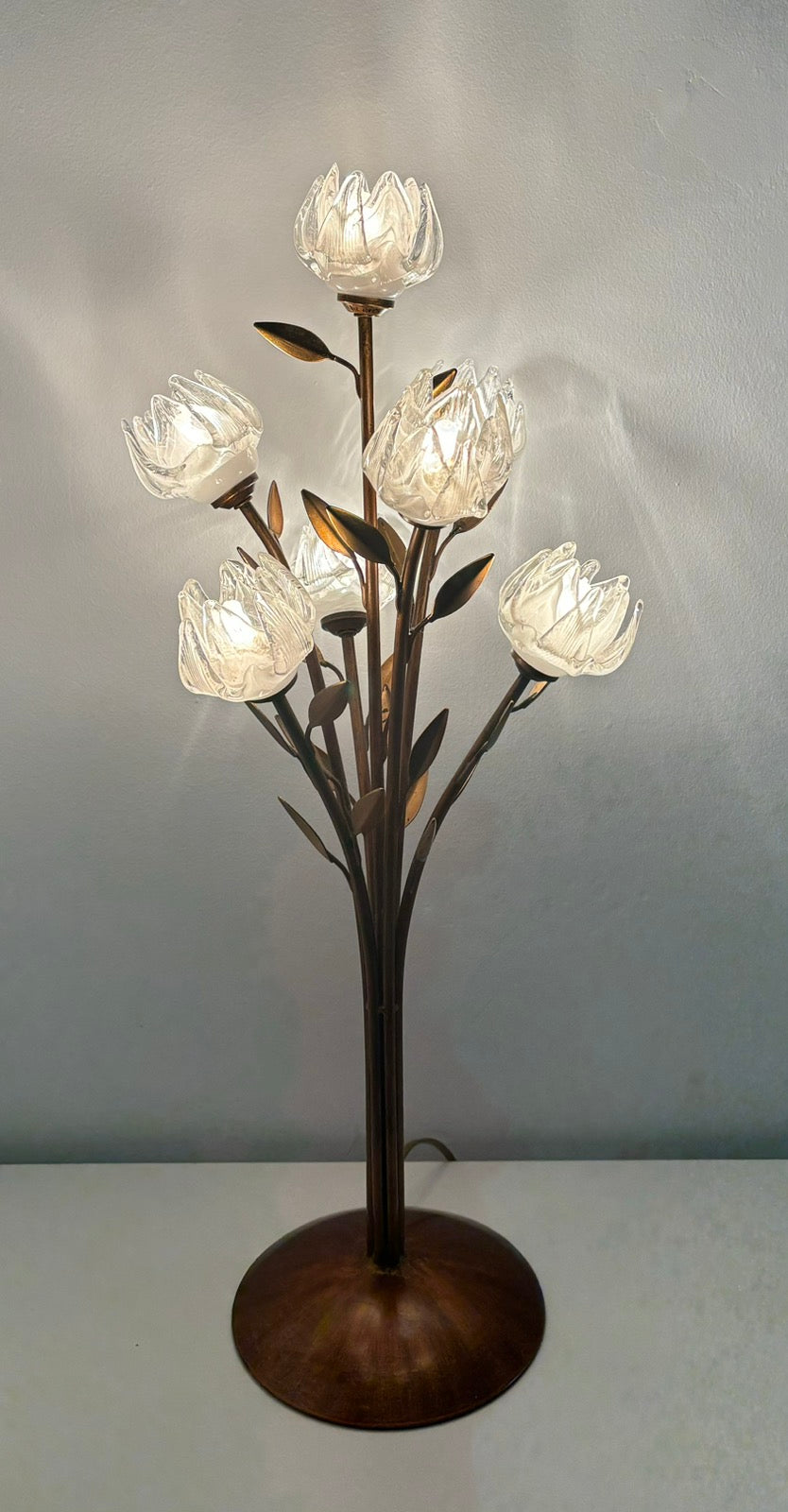 Vintage Murano flower table lamp