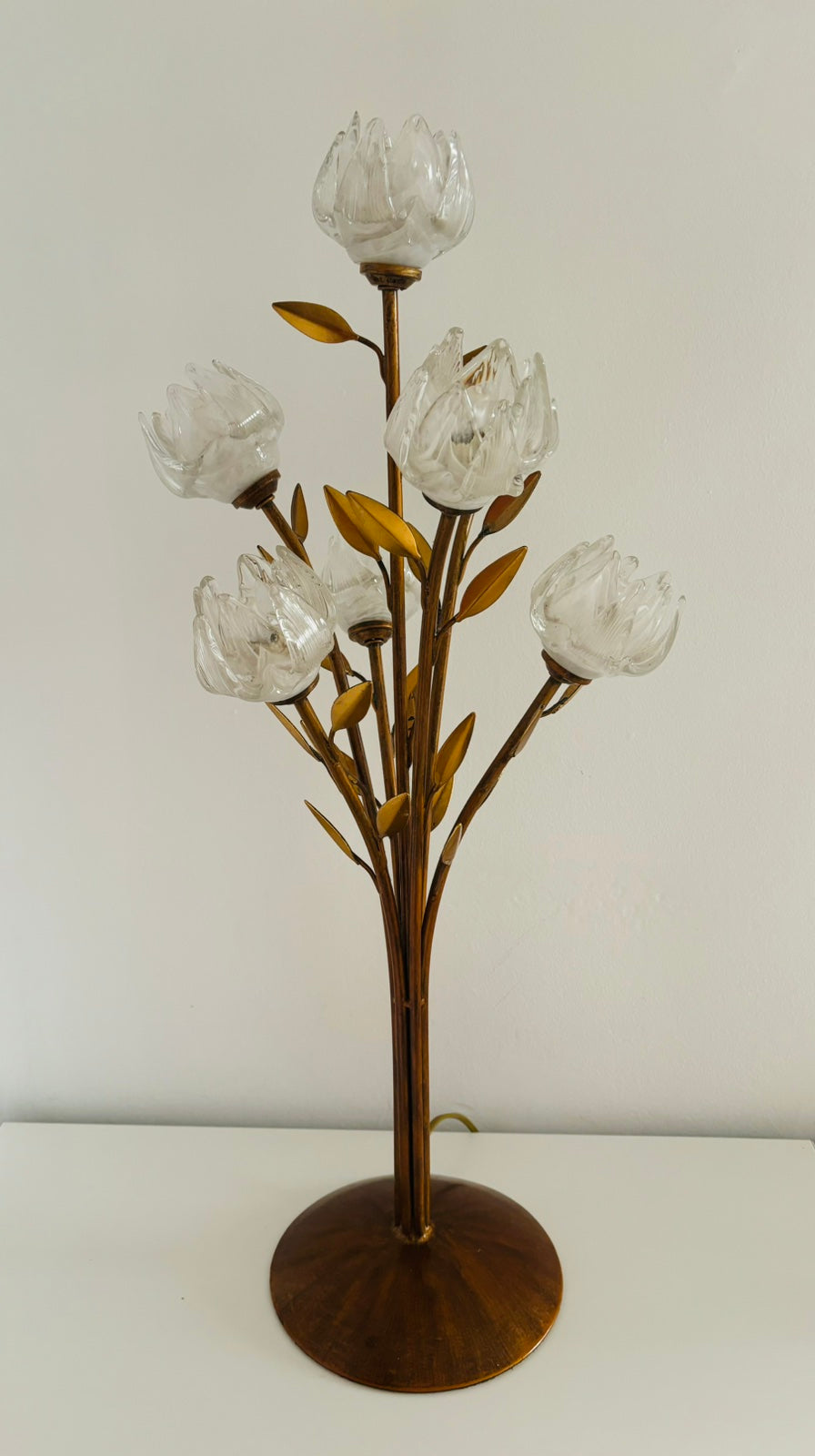 Vintage Murano flower table lamp