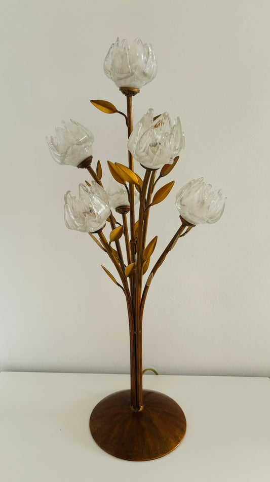 Vintage Murano blomster bord lampe