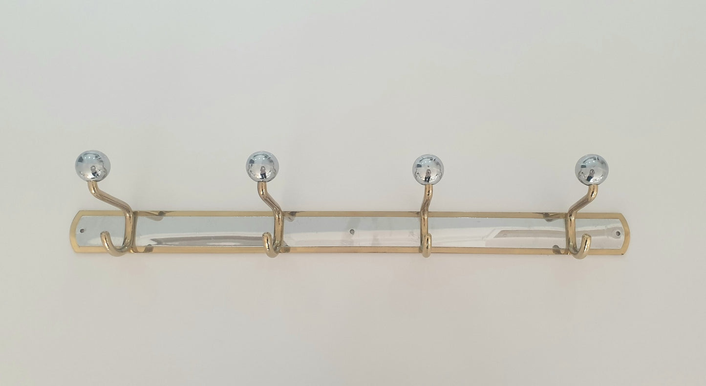 Coat rack in bronze covered with chrome and brass L: 64.5cm