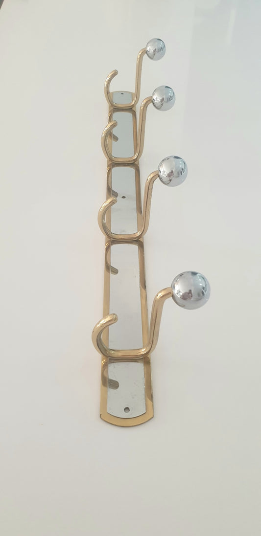 Coat rack in bronze covered with chrome and brass L: 64.5cm