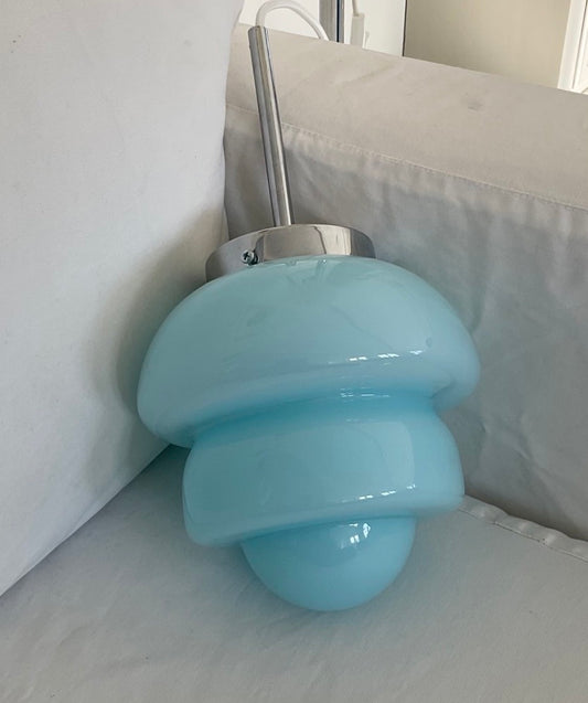 Blue vintage opaline ceiling lamp H:?